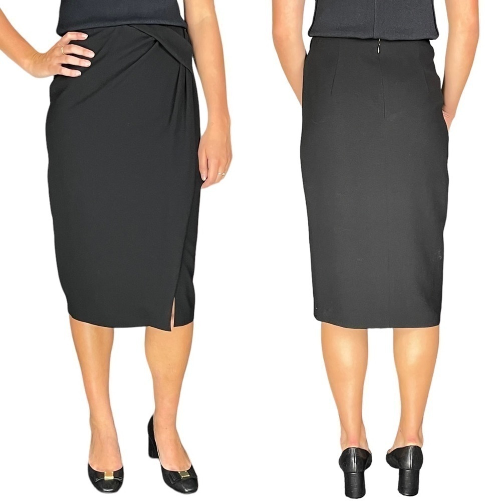 BURBERRY LONDON WRAP STYLE SLIT GATHERED HIP SKIRT - Picture 2 of 14